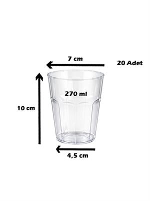 Meşrubat Bardağı Mika Plastik Bardak 270 ml 20li