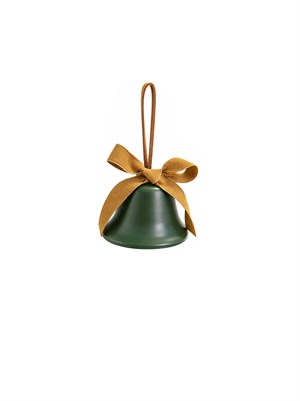 Metal Yeşil Yılbaşı Çanı 5 cm – Kadife Fiyonklu, İç Zil Detaylı Asılabilir Ağaç Süsü