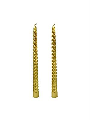 Metalik Altın Spiral Şamdan Mum – Dekoratif Masa Dekoru 2li