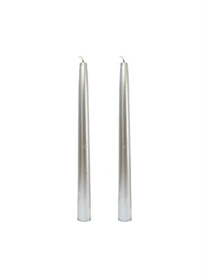 Metalik Gümüş Şamdan Mum – Dekoratif Masa Dekoru 2li