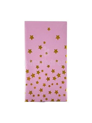 Metalize Masa Örtüsü Gold Yıldız Desenli Pembe 137 x 183 cm