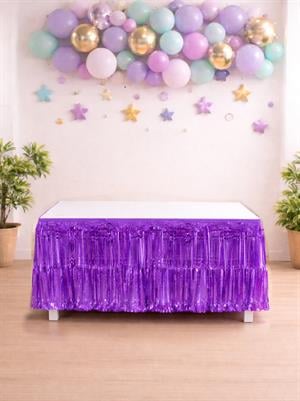 Metalize Parti Masa Eteği Masa Süsü Mor
