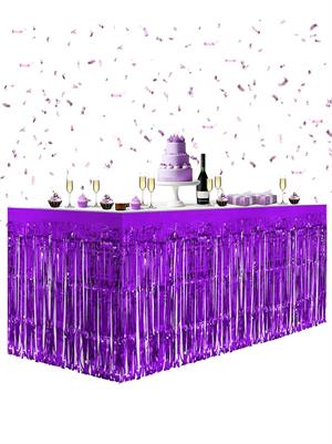 Metalize Parti Masa Eteği Masa Süsü Mor