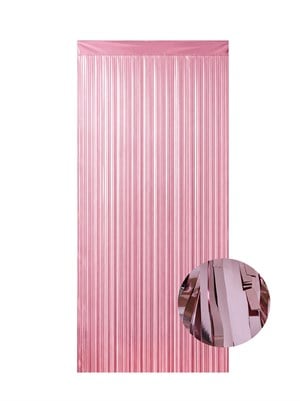 Metalize Parti Perdesi Kapı ve Fon Perdesi Pembe