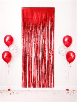 Metalize Parti Perdesi Kapı ve Fon Perdesi Kırmızı 90X200