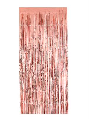 Metalize Parti Perdesi Kapı ve Fon Perdesi Rosegold