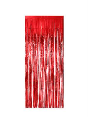 Metalize Parti Perdesi Kapı ve Fon Perdesi Kırmızı 90X200