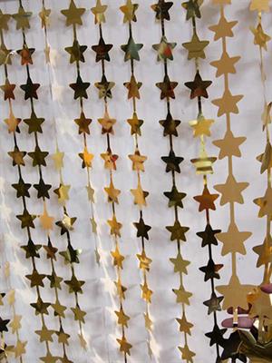 Metalize Yıldız Parti Perdesi Kapı ve Fon Perdesi Gold