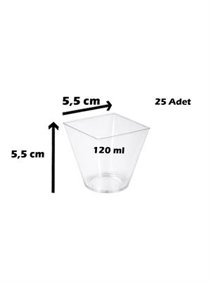 Mika Plastik Mini Kare Sunum Kasesi Şeffaf Kap 120 ml 25li