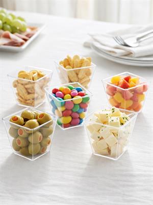 Mika Plastik Mini Kare Sunum Kasesi Şeffaf  Kap 120 ml 50li