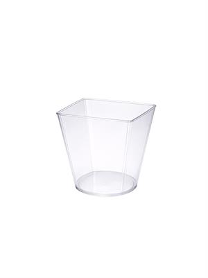 Mika Plastik Mini Kare Sunum Kasesi Şeffaf Kap 240 ml 24lü