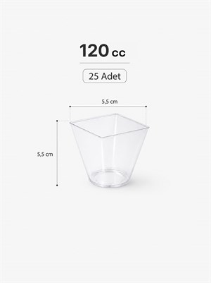 Mini Kare Sunum Kasesi Şeffaf Mika Kap 120 CC 25li