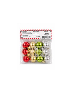 Mini Yılbaşı Topu Karışık Renk 3 cm 12li Set