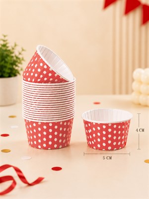 Muffin Kek Kapsülü Kırmızı Puantiyeli Kağıt Cupcake Kalıbı 25Li