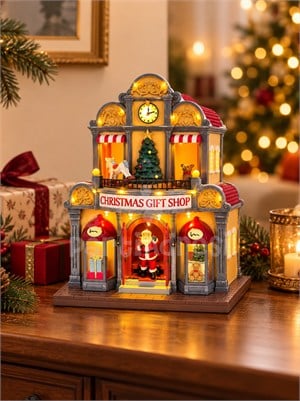 Müzikli Hareketli Işıklı Yılbaşı Dekoru Christmas Gift Shop 32 cm