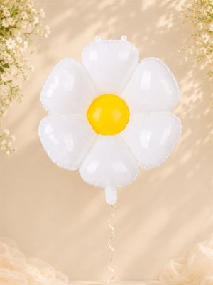 Papatya Folyo Balon Doğum Günü Parti Balonu Beyaz 110 cm