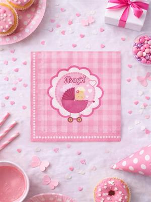 Kız Bebek Baby Shower Konsept Kağıt Peçete 20li