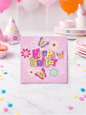 Happy Birthday Peçete Kız Çocuk Doğum Günü Peçetesi 20li