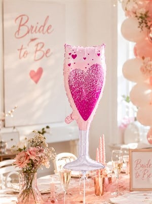 Pembe Kadeh Şeklinde Folyo Balon – Bride ve Bekarlığa Veda Parti Süsü 90 cm