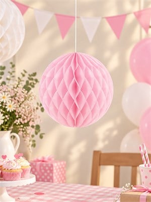 Pembe Kağıt Petek Süs 25 cm – Doğum Günü ve Parti Dekorasyonu