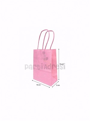 Pembe Mini Boy Kağıt Çanta – Hediye Çantası 10x15x5 cm 12li