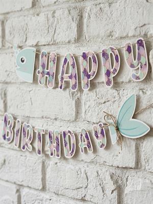 Pırıltılı Deniz Kızı Happy Birthday Banner