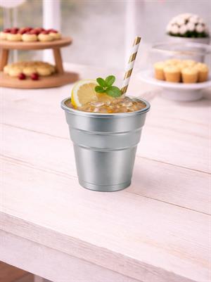 Plastik Bardak Gümüş Renk 25Li