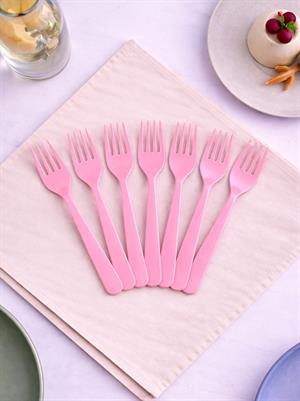Plastik Çatal Açık Pembe 25li