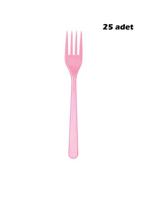 Plastik Çatal Açık Pembe 25li