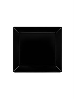 Lüks Mika Kare Tabak Plastik Parti Tabağı Siyah 22 cm 10lu