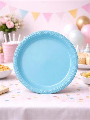 Plastik Tabak Doğum Günü Parti Tabağı Açık Mavi 21 cm 25li
