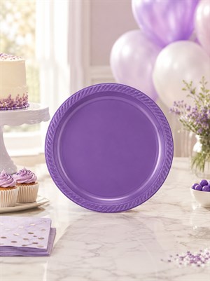 Plastik Tabak Doğum Günü Parti Tabağı Mor 21 cm 25li