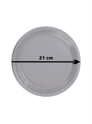 Plastik Tabak Doğum Günü Parti Tabağı Gümüş 21 cm 25li