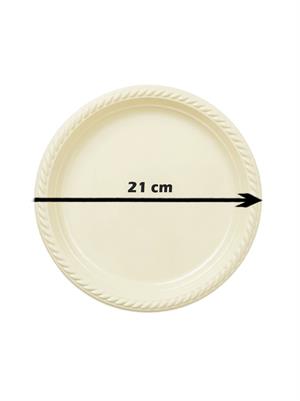 Plastik Tabak Doğum Günü Parti Tabağı Krem 21 cm 25li