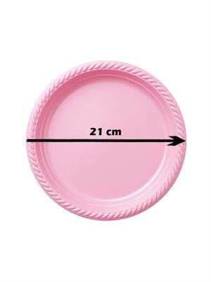 Plastik Tabak Doğum Günü Parti Tabağı Pembe 21 cm 25li