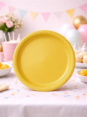Plastik Tabak Doğum Günü Parti Tabağı Sarı 21 cm 25li