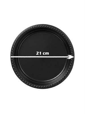 Plastik Tabak Doğum Günü Parti Tabağı Siyah 21 cm 25li