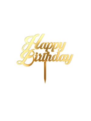 Pleksi Happy Birthday Pasta Süsü Altın