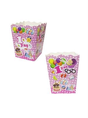 Popcorn Puantiyeli 1 Yaş Pembe 12  Li