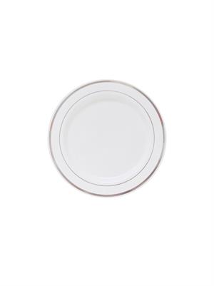 Porselen Görünümlü Mika Plastik Tabak Gümüş Çerçeveli 19 cm 6lı