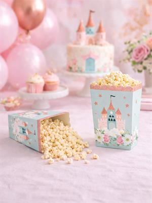 Prenses Şato Temalı Karton Mısır Kutusu – Doğum Günü Popcorn Kutusu 8li