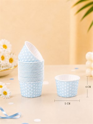 Puantiyeli Mavi Cupcake Muffin Kapsülü – Kek Sunum Kalıbı 50li