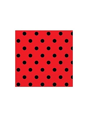 Puantiyeli Peçete Kırmızı Siyah 20Li