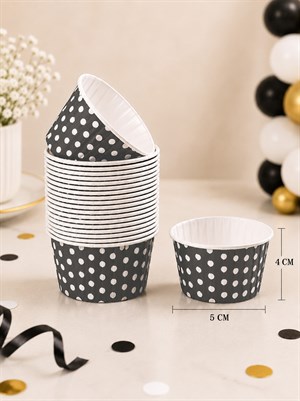 Puantiyeli Siyah Cupcake Muffin Kapsülü – Kek Sunum Kalıbı 50li