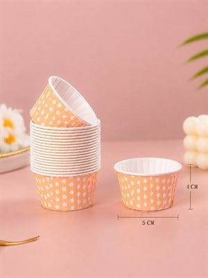 Puantiyeli Turuncu Cupcake Muffin Kapsülü – Kek Sunum Kalıbı 50li