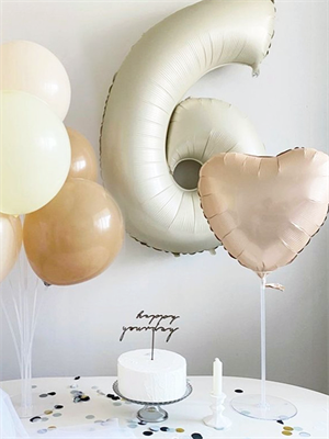 Rakam Folyo Balon 6 Rakamı Krem 76 cm 34 inc