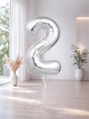 Rakam Folyo Balon Doğum Günü Parti Balonu 2 Gümüş Renk 76 cm