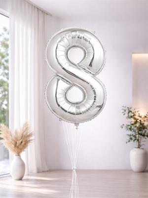Rakam Folyo Balon Doğum Günü Parti Balonu 8 Gümüş Renk 76 cm