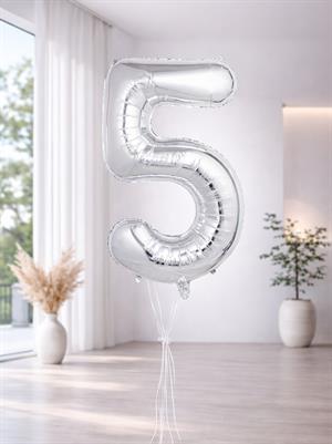 Rakam Folyo Balon Doğum Günü Parti Balonu 5 Gümüş Renk 76 cm