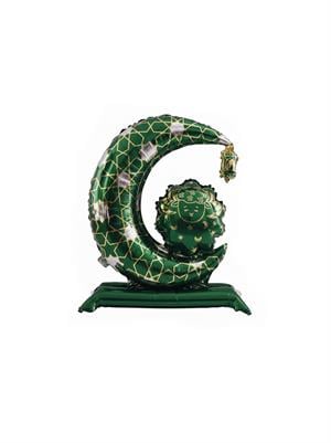 Ramazan Temalı Ay Şeklinde Yeşil Altın Detaylı Folyo Balon 78 cm